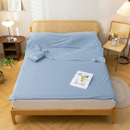 91家纺网 家纺一手货源 找家纺 眠帛家居 2023新款A类亲肤水洗棉隔脏睡袋 蓝灰
