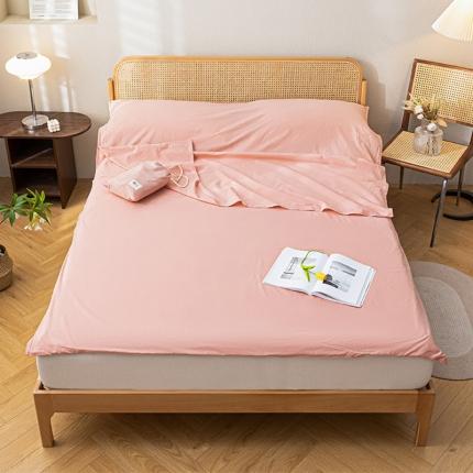 91家纺网 家纺一手货源 找家纺 眠帛家居 2023新款A类亲肤水洗棉隔脏睡袋 奶油粉