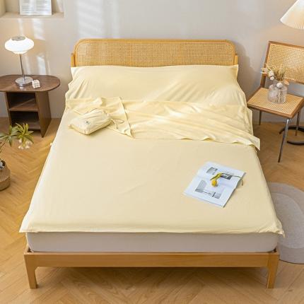 91家纺网 家纺一手货源 找家纺 眠帛家居 2023新款A类亲肤水洗棉隔脏睡袋 奶油黄