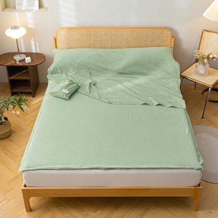 91家纺网 家纺一手货源 找家纺 眠帛家居 2023新款A类亲肤水洗棉隔脏睡袋 奶油绿