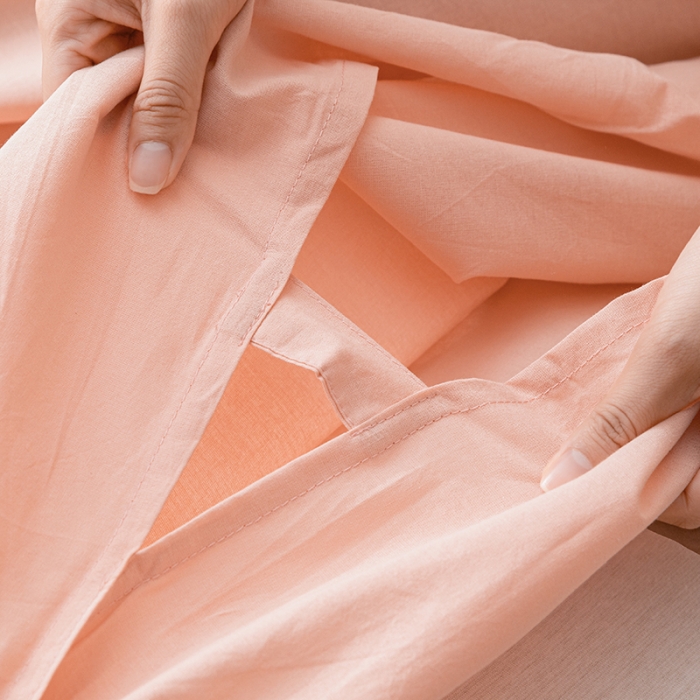 91家纺网 家纺一手货源 找家纺 眠帛家居 2023新款A类亲肤水洗棉隔脏睡袋 奶油粉