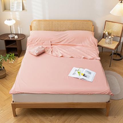 眠帛家居 2023新款A类亲肤水洗棉隔脏睡袋 奶油粉