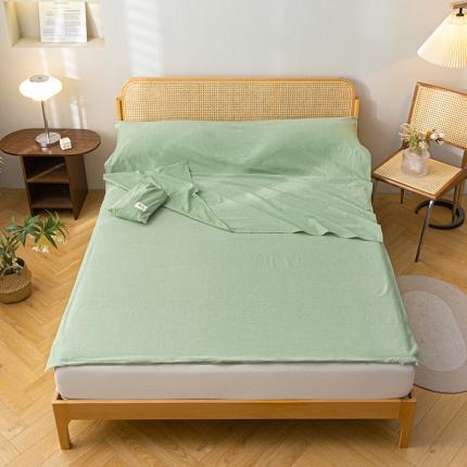眠帛家居 2023新款A类亲肤水洗棉隔脏睡袋 奶油绿