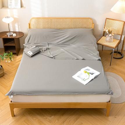 眠帛家居 2023新款A类亲肤水洗棉隔脏睡袋 浅灰