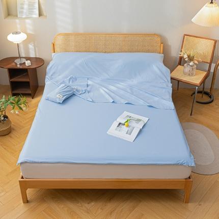 眠帛家居 2023新款A类亲肤水洗棉隔脏睡袋 天空蓝