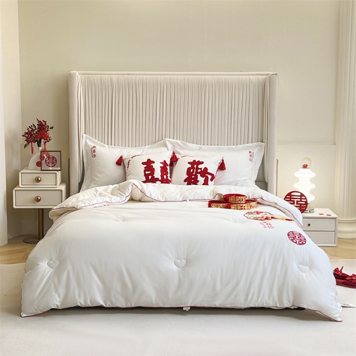 91家纺网 家纺一手货源 找家纺 （总）安莱生活 2023新款100s轻奢贡缎全棉婚庆被喜被被芯