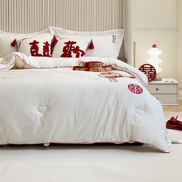 91家纺网 家纺一手货源 找家纺 （总）安莱生活 2023新款100s轻奢贡缎全棉婚庆被喜被被芯