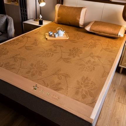 91家纺网 家纺一手货源 找家纺 席佬大 2025新款艾草古藤宽边绣花冰丝席 水中花