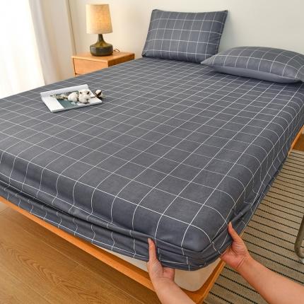 91家纺网 家纺一手货源 找家纺 家贝爱2023款A类母婴亲肤水洗棉床笠 石墨灰中格