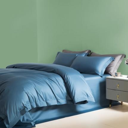 艾佳 2025新款50s长绒棉纯色四件套 宾利蓝