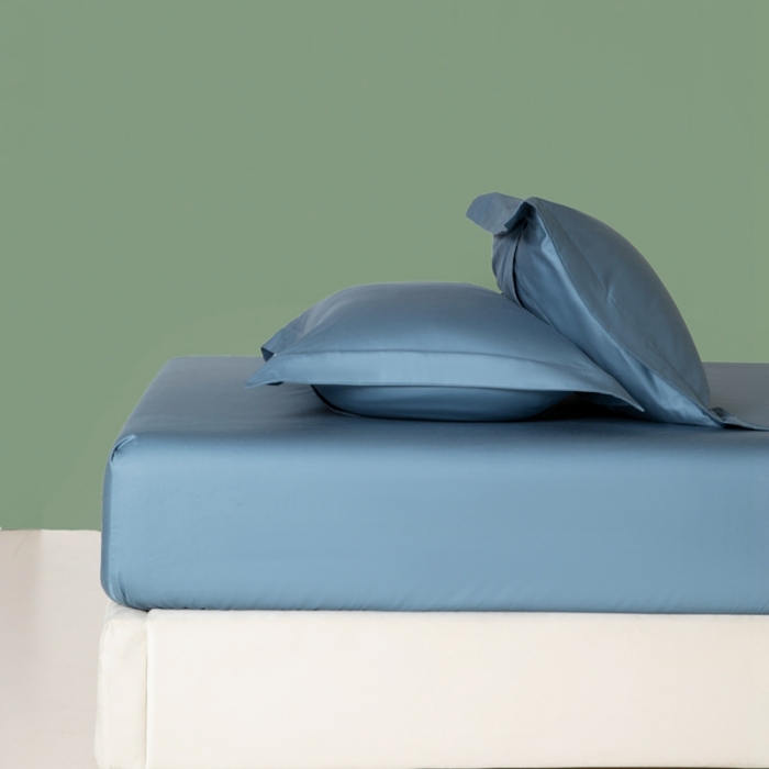 91家纺网 家纺一手货源 找家纺 艾佳 2025新款50s长绒棉纯色单品枕套 宾利蓝