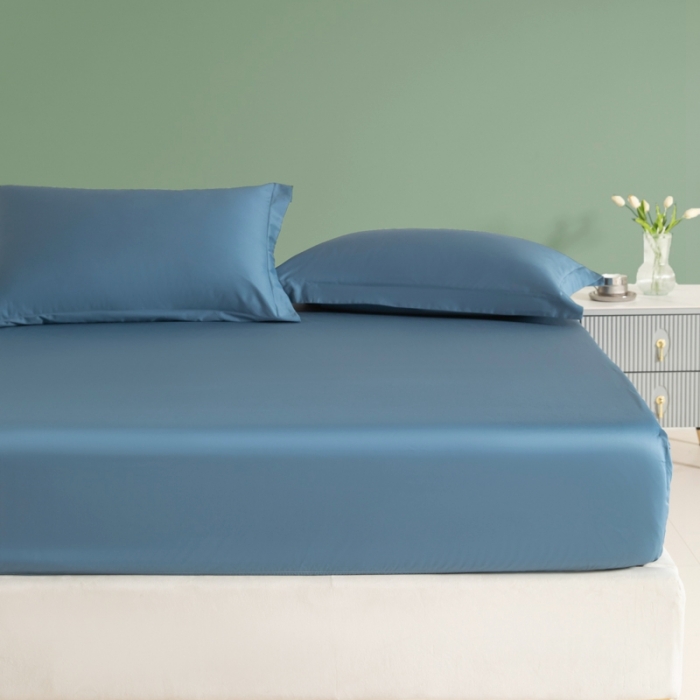 91家纺网 家纺一手货源 找家纺 艾佳 2025新款50s长绒棉纯色单品枕套 宾利蓝