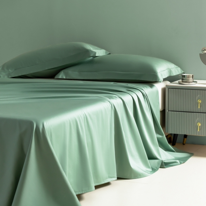 91家纺网 家纺一手货源 找家纺 艾佳 2025新款50s长绒棉纯色单品枕套 豆绿