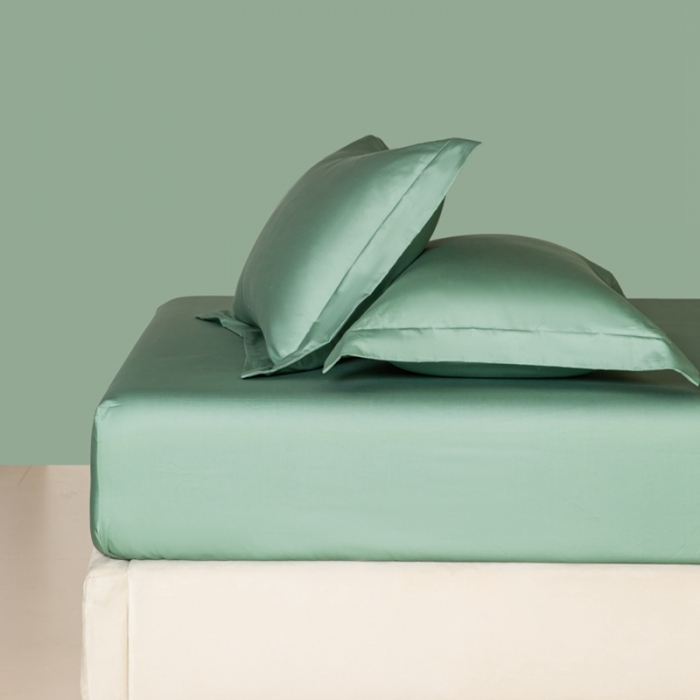 91家纺网 家纺一手货源 找家纺 艾佳 2025新款50s长绒棉纯色单品枕套 豆绿