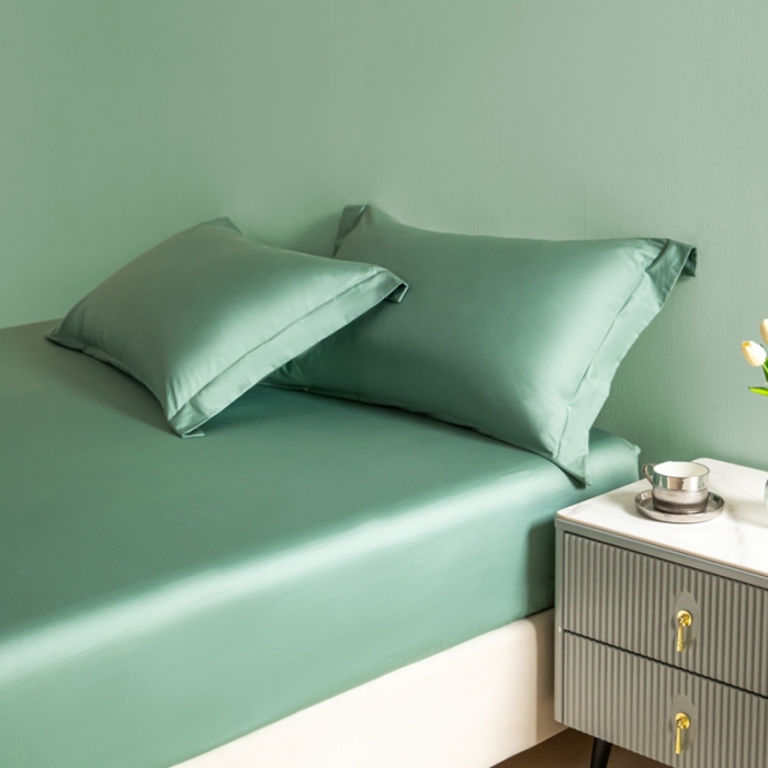 91家纺网 家纺一手货源 找家纺 艾佳 2025新款50s长绒棉纯色单品枕套 豆绿