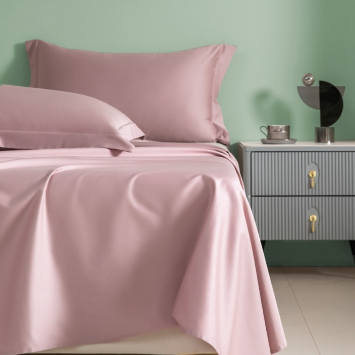 91家纺网 家纺一手货源 找家纺 艾佳 2025新款50s长绒棉纯色单品枕套 豆沙