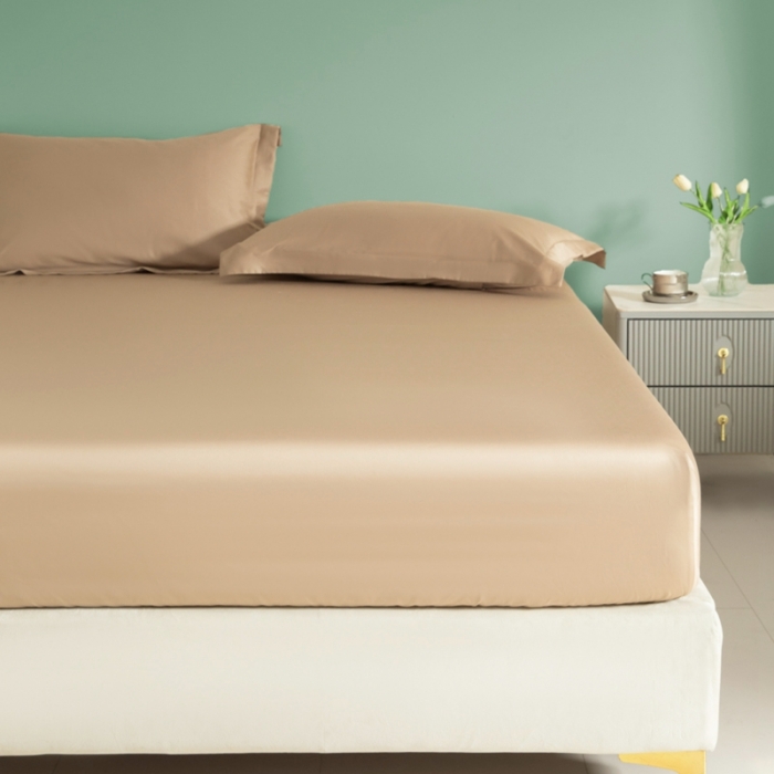 91家纺网 家纺一手货源 找家纺 艾佳 2025新款50s长绒棉纯色单品枕套 米驼