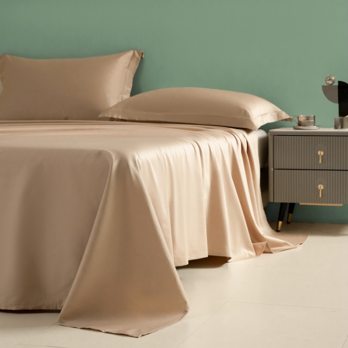 91家纺网 家纺一手货源 找家纺 艾佳 2025新款50s长绒棉纯色单品枕套 米驼