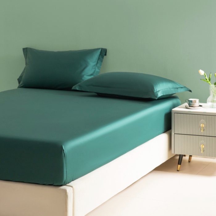 91家纺网 家纺一手货源 找家纺 艾佳 2025新款50s长绒棉纯色单品枕套 墨绿