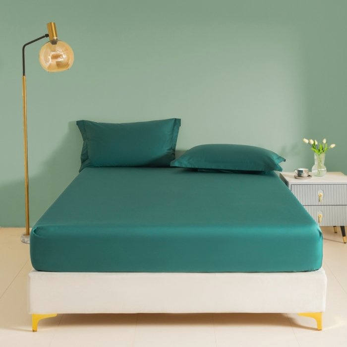 91家纺网 家纺一手货源 找家纺 艾佳 2025新款50s长绒棉纯色单品枕套 墨绿