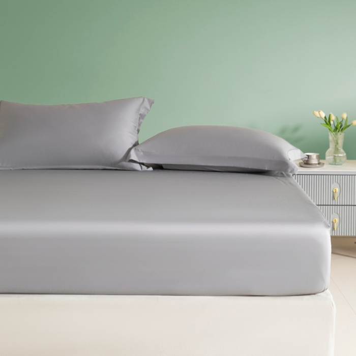 91家纺网 家纺一手货源 找家纺 艾佳 2025新款50s长绒棉纯色单品枕套 浅灰