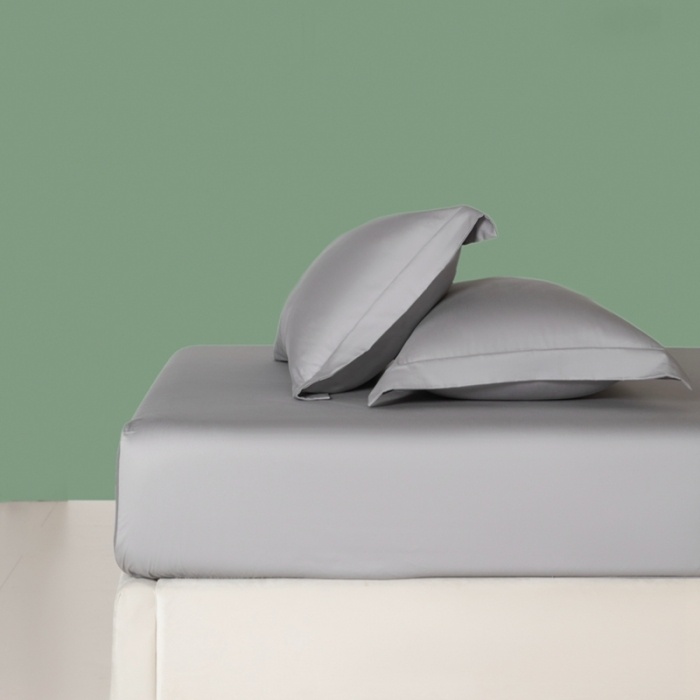 91家纺网 家纺一手货源 找家纺 艾佳 2025新款50s长绒棉纯色单品枕套 浅灰