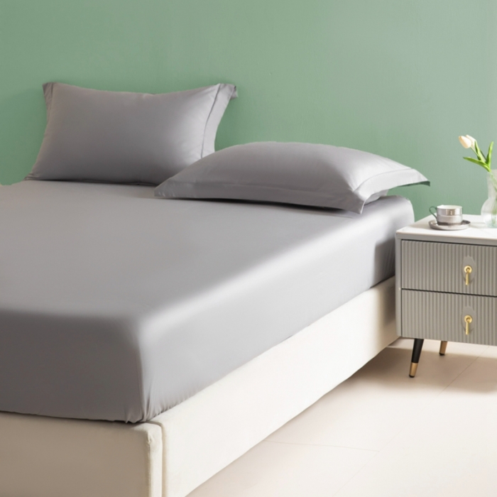 91家纺网 家纺一手货源 找家纺 艾佳 2025新款50s长绒棉纯色单品枕套 浅灰