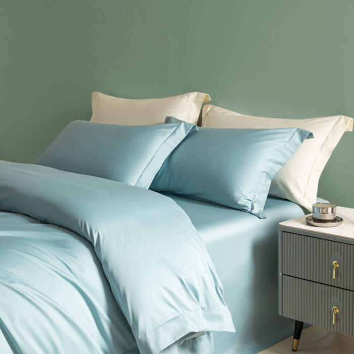 91家纺网 家纺一手货源 找家纺 艾佳 2025新款50s长绒棉纯色单品枕套 青春绿