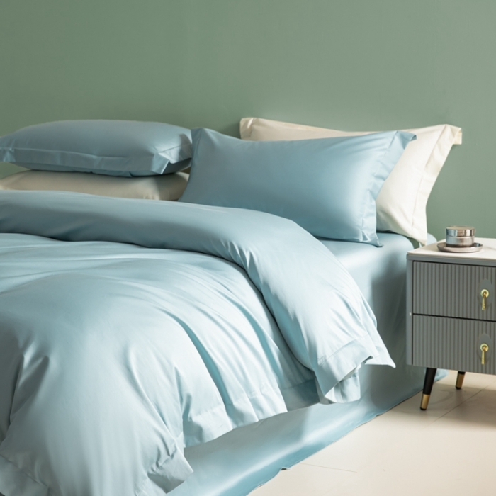 91家纺网 家纺一手货源 找家纺 艾佳 2025新款50s长绒棉纯色单品枕套 青春绿