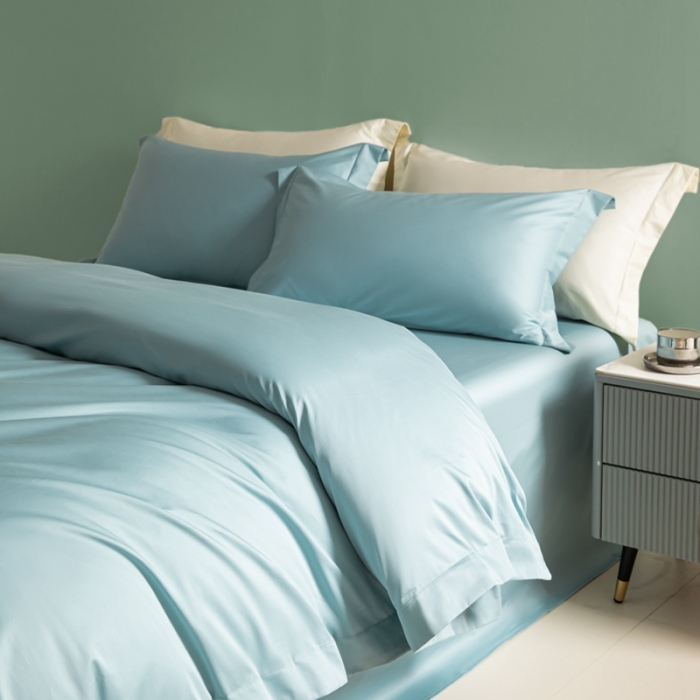 91家纺网 家纺一手货源 找家纺 艾佳 2025新款50s长绒棉纯色单品枕套 青春绿