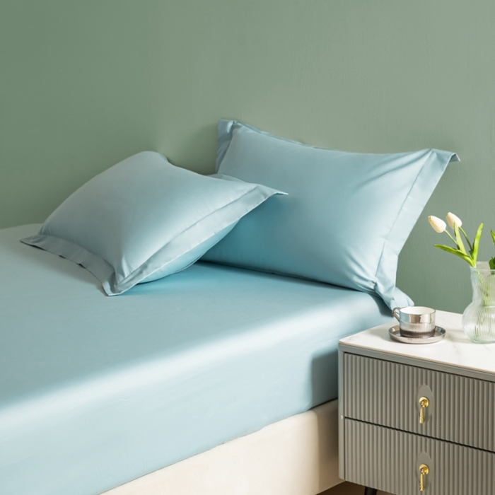 91家纺网 家纺一手货源 找家纺 艾佳 2025新款50s长绒棉纯色单品枕套 青春绿