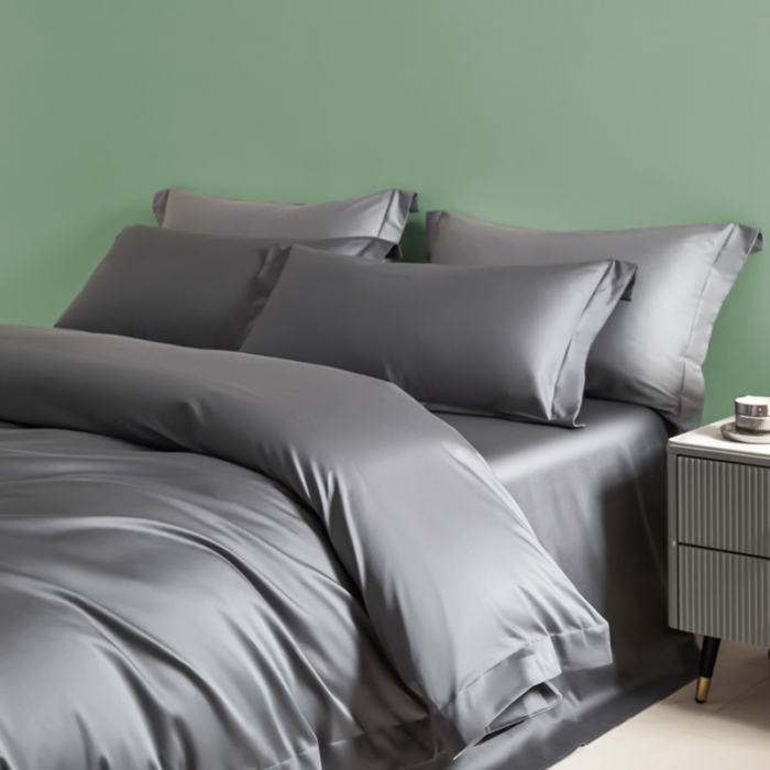 91家纺网 家纺一手货源 找家纺 艾佳 2025新款50s长绒棉纯色单品枕套 深灰