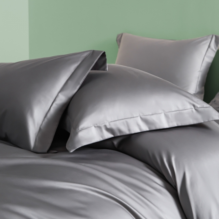 91家纺网 家纺一手货源 找家纺 艾佳 2025新款50s长绒棉纯色单品枕套 深灰