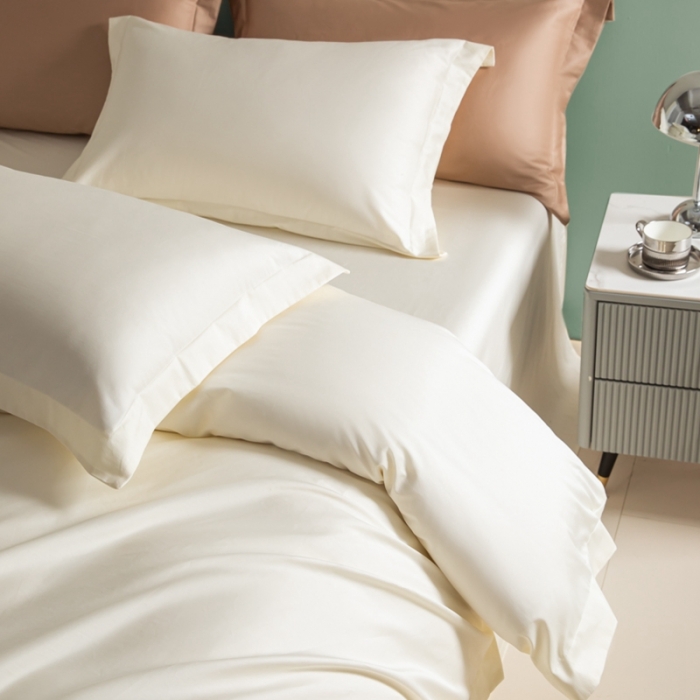 91家纺网 家纺一手货源 找家纺 艾佳 2025新款50s长绒棉纯色单品枕套 象牙白