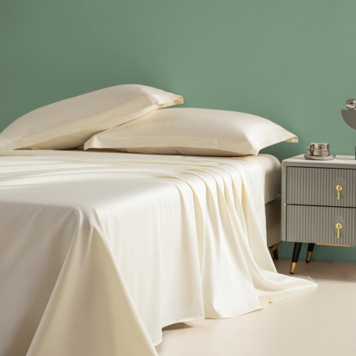 91家纺网 家纺一手货源 找家纺 艾佳 2025新款50s长绒棉纯色单品枕套 象牙白