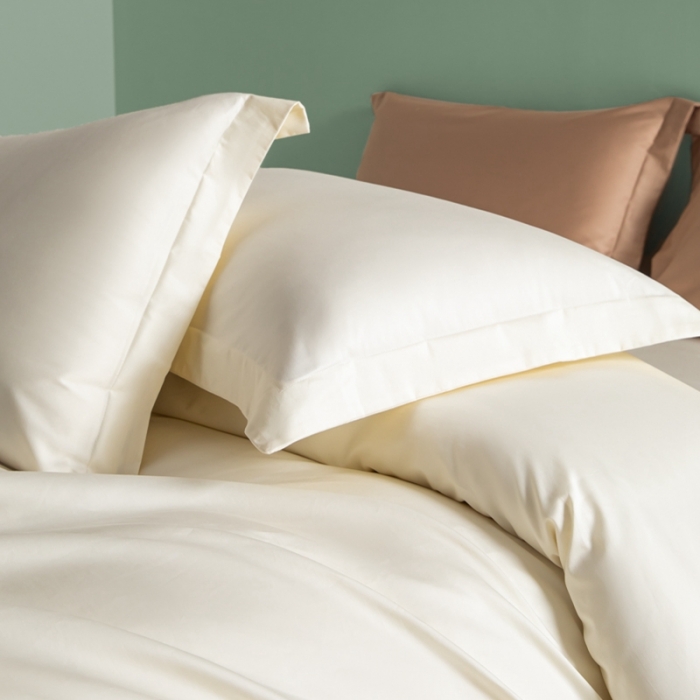 91家纺网 家纺一手货源 找家纺 艾佳 2025新款50s长绒棉纯色单品枕套 象牙白