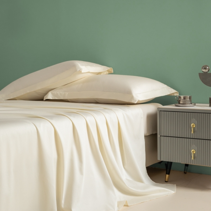 91家纺网 家纺一手货源 找家纺 艾佳 2025新款50s长绒棉纯色单品枕套 象牙白