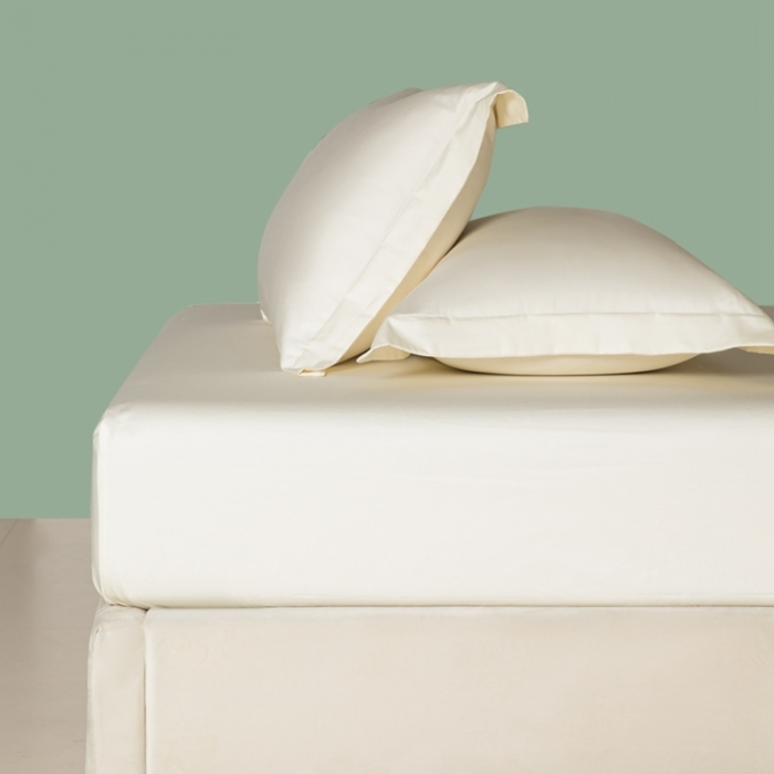 91家纺网 家纺一手货源 找家纺 艾佳 2025新款50s长绒棉纯色单品床笠 象牙白