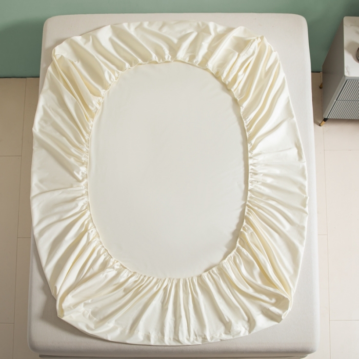 91家纺网 家纺一手货源 找家纺 艾佳 2025新款50s长绒棉纯色单品床笠 象牙白