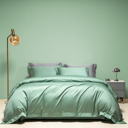 91家纺网 家纺一手货源 找家纺 艾佳 2025新款50s长绒棉纯色单品被套 豆绿