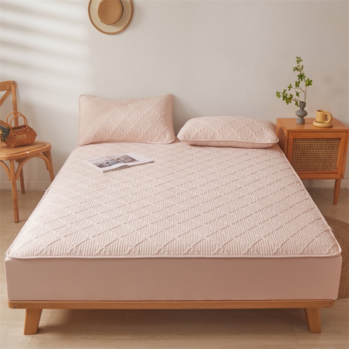 91家纺网 家纺一手货源 找家纺 总雯豆家纺 2025春秋冬季新品加厚款A类夹棉床笠纯色床垫保护罩