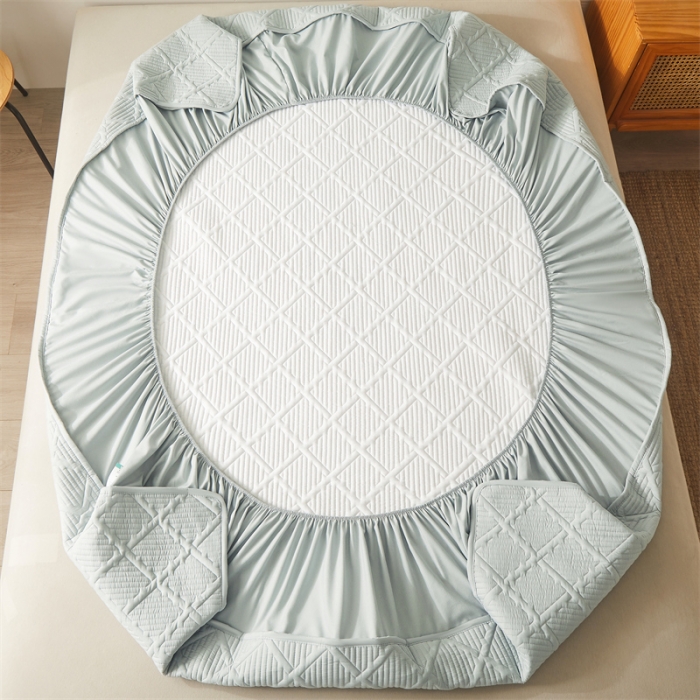 91家纺网 家纺一手货源 找家纺 雯豆家纺 2025春秋冬季新品加厚款A类夹棉床笠纯色床垫保护罩 方格款床笠-烟灰