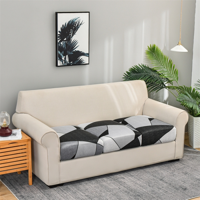 91家纺网 家纺一手货源 找家纺 四季鹿 2023新款牛奶丝印花坐垫套单个沙发 黑白灰