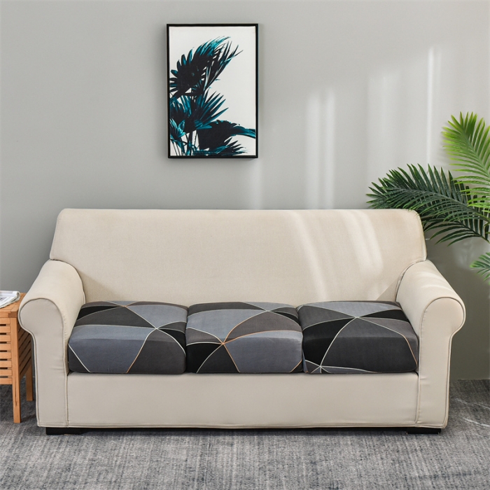 91家纺网 家纺一手货源 找家纺 四季鹿 2023新款牛奶丝印花坐垫套单个沙发 黑方