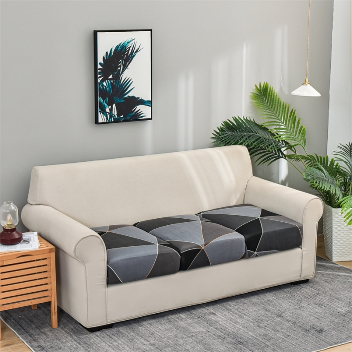 91家纺网 家纺一手货源 找家纺 四季鹿 2023新款牛奶丝印花坐垫套单个沙发 黑方