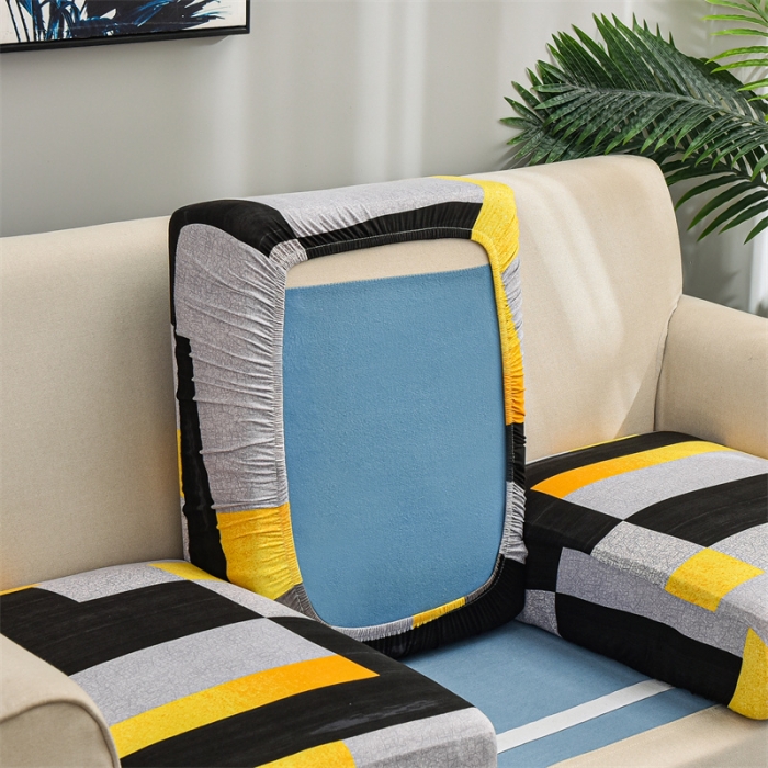 91家纺网 家纺一手货源 找家纺 四季鹿 2023新款牛奶丝印花坐垫套单个沙发 黑灰格