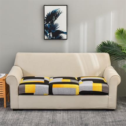 四季鹿 2023新款牛奶丝印花坐垫套单个沙发 黑灰格