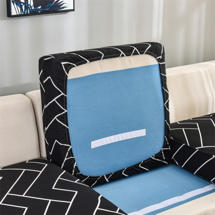 91家纺网 家纺一手货源 找家纺 四季鹿 2023新款牛奶丝印花坐垫套组合沙发 黑Z