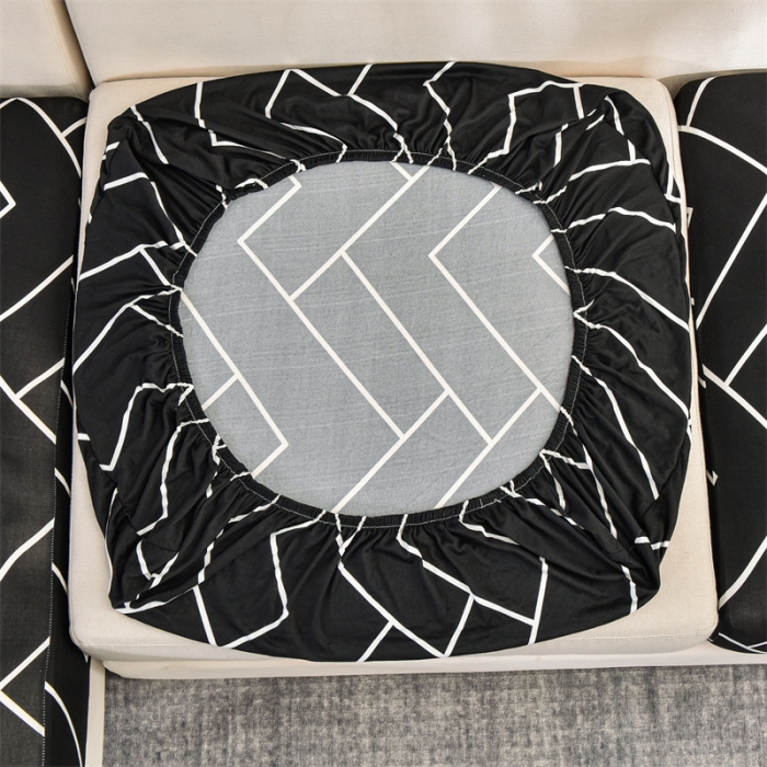 91家纺网 家纺一手货源 找家纺 四季鹿 2023新款牛奶丝印花坐垫套组合沙发 黑Z