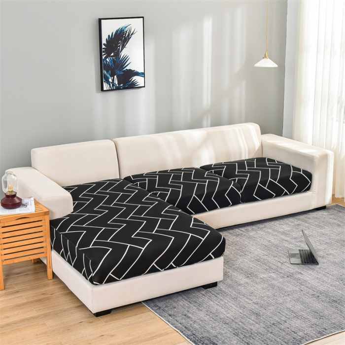 91家纺网 家纺一手货源 找家纺 四季鹿 2023新款牛奶丝印花坐垫套组合沙发 黑Z